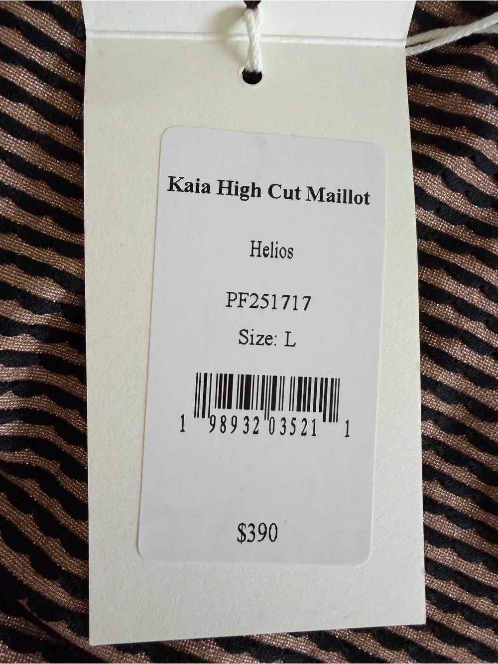 NWT Ulla Johnson Metallic Brown and Black Striped One-Piece Swimsuit LARGE